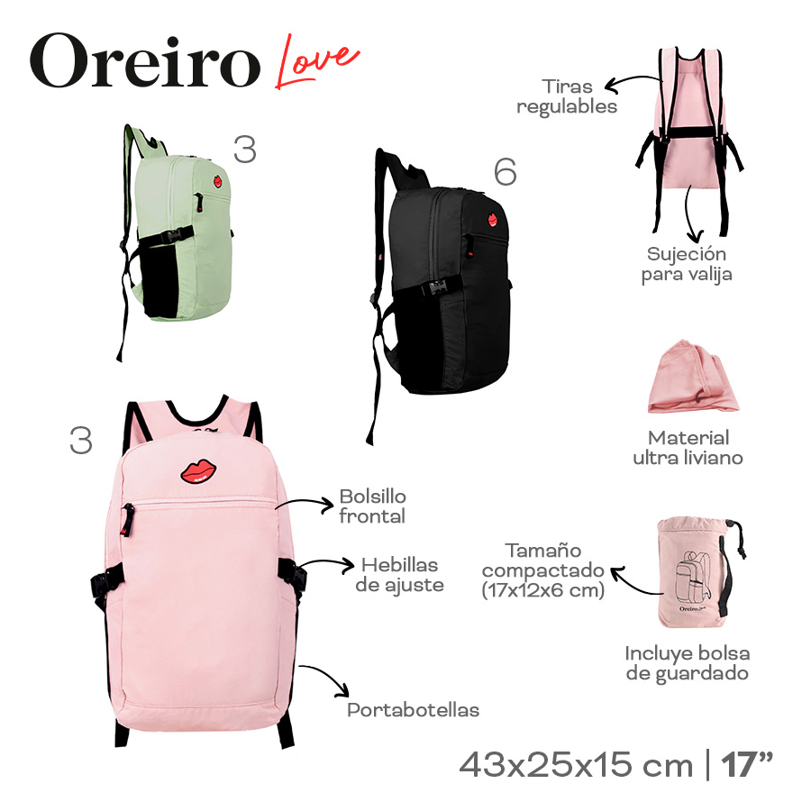 MOCHILA VIAJE 43X25X15CM - NEGRO - 1 UND. OREIRO - foto 3