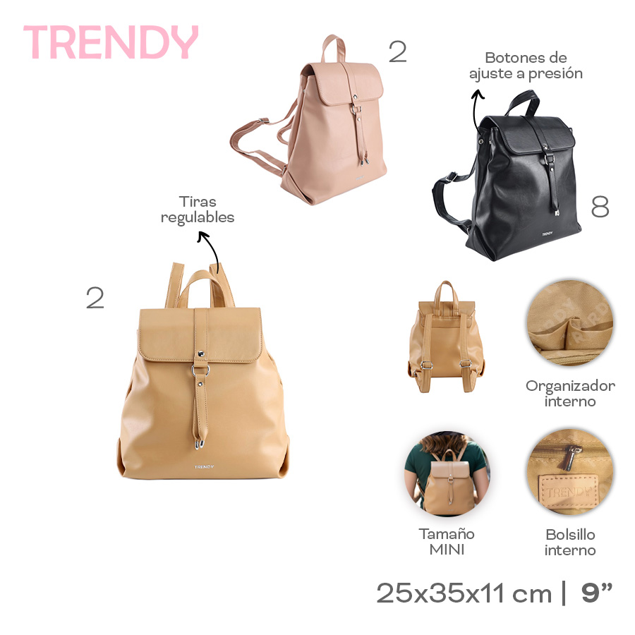 MOCHILA 25X35X11CM - NEGRO - 1 UND. TRENDY - foto 4