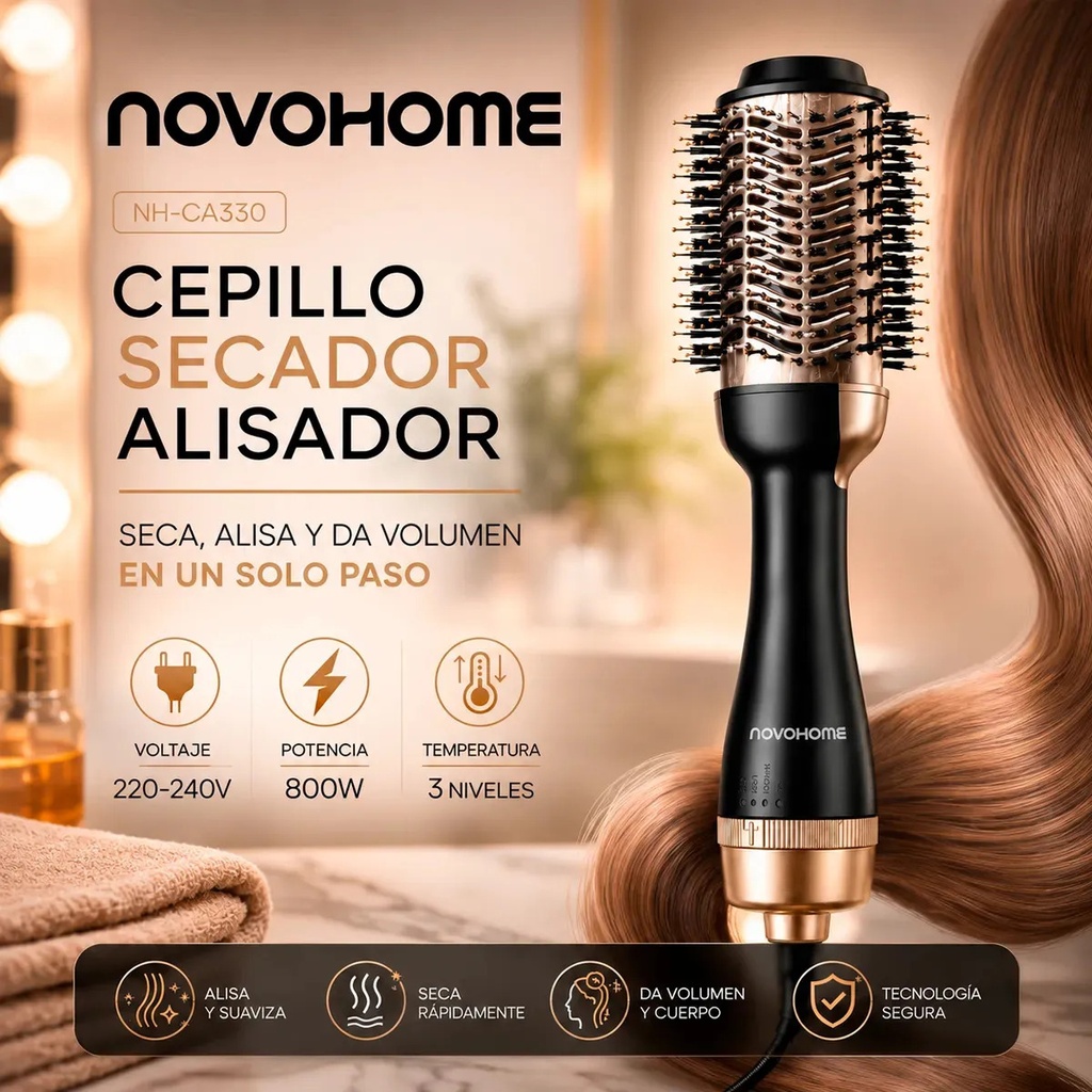 CEPILLO DE AIRE ALISADOR SECADOR 800W NOVOHOME - 2