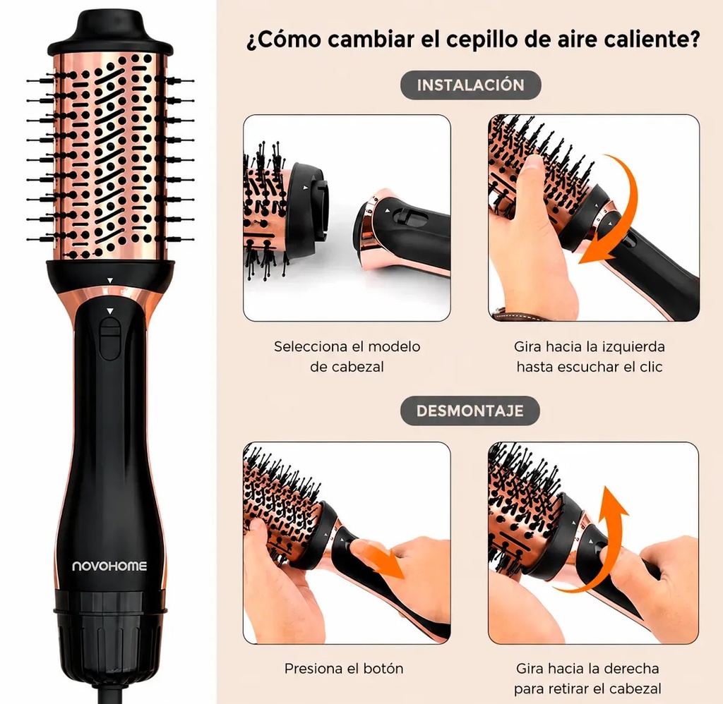 CEPILLO SECADOR ALISADOR 5 EN 1 1200W NOVOHOME - 3