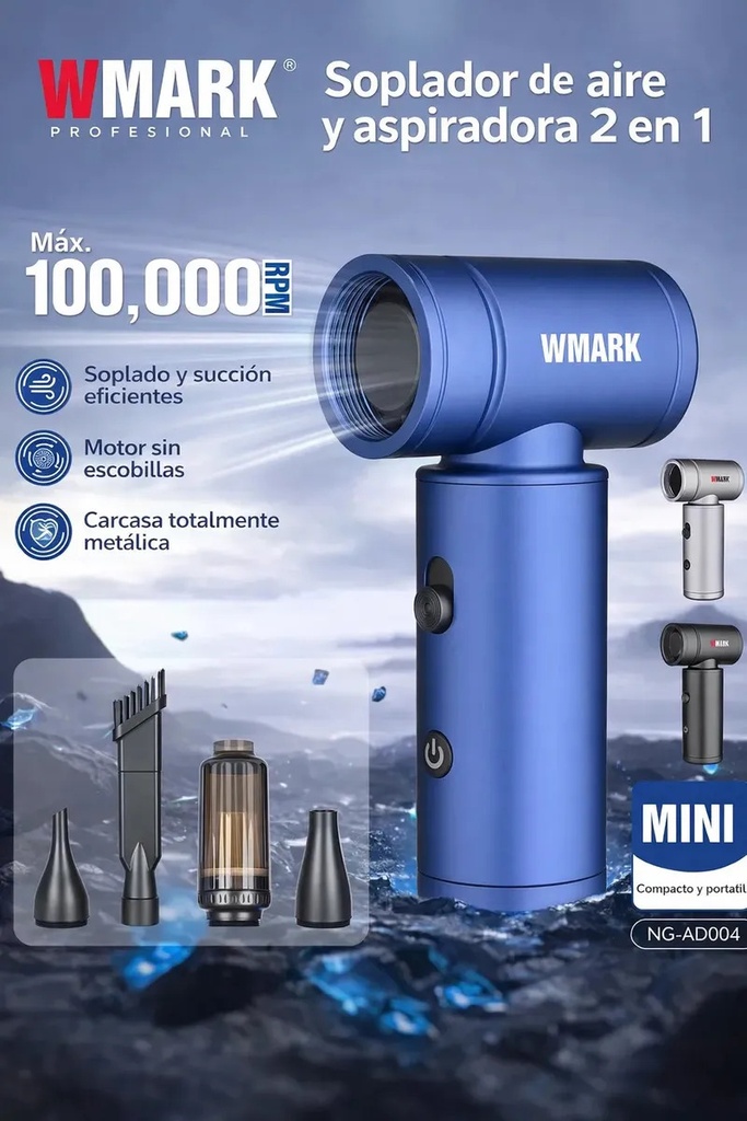 SOPLADOR Y ASPIRADOR 2 EN 1 AZUL WMARK - 2