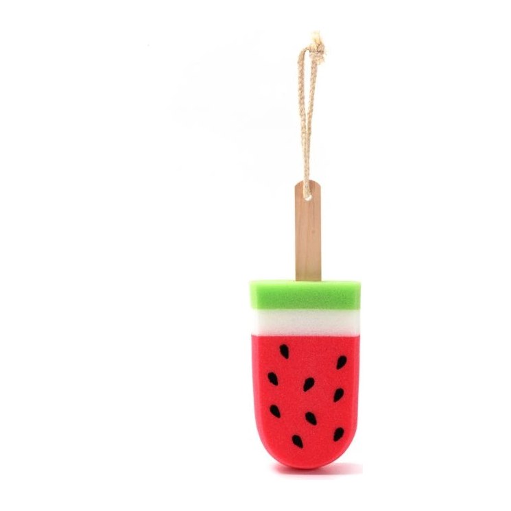 [50816] ESPONJA DE BAÑO CON FORMA DE HELADO DE SANDIA -MANGO DE MADERA   X1U SKORA
