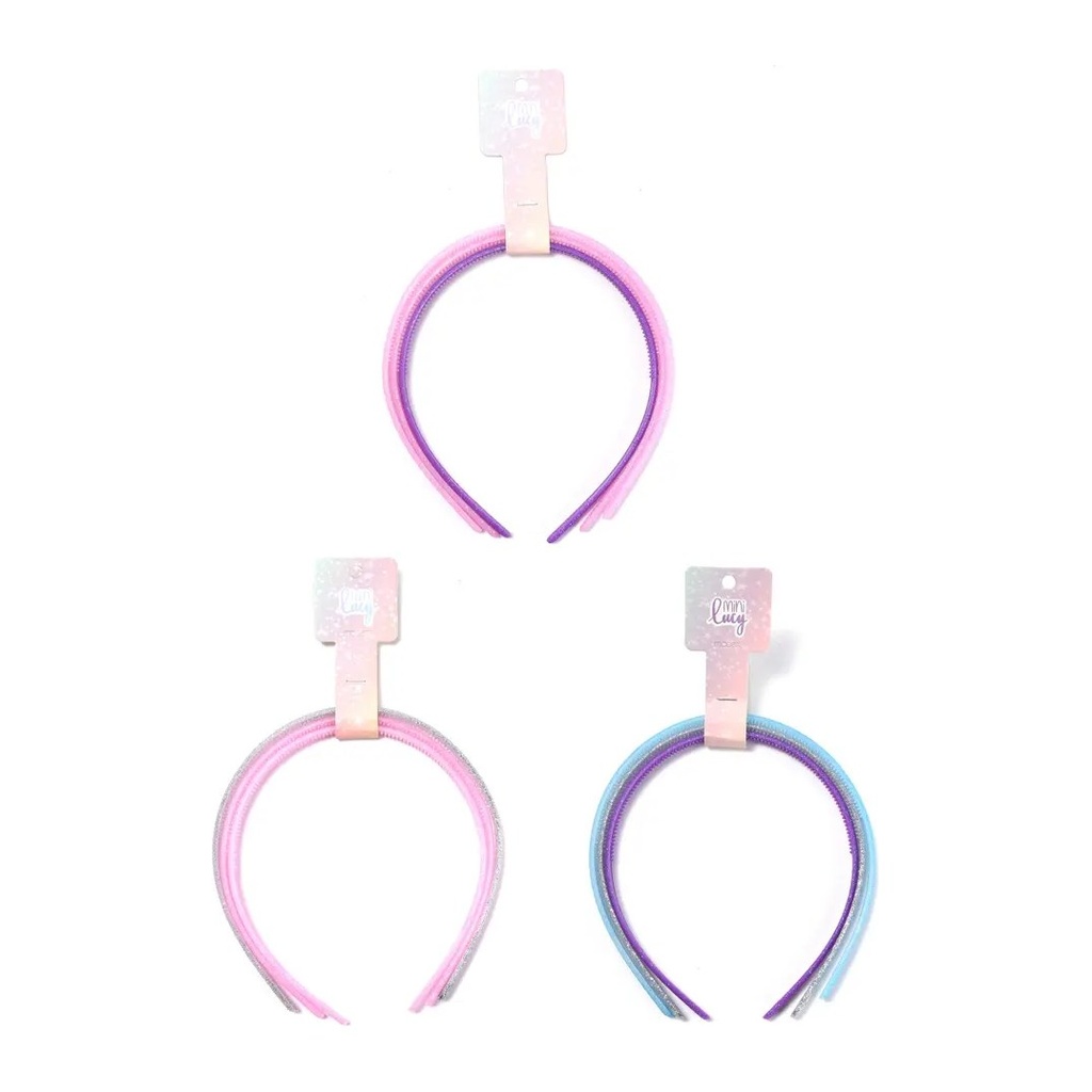 [50729] SET VINCHA RIGIDA INFANTIL MULTICOLOR BRILLITOS X3U (SET) SKORA