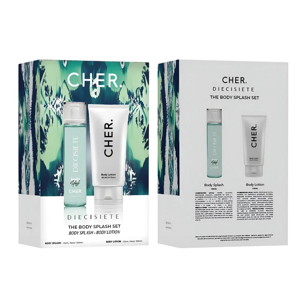 CHER DIECISIETE FEM BODY SPLASH X100V + BODY LOTION X150V COFRE FRAGANCIAS IMPORTADAS