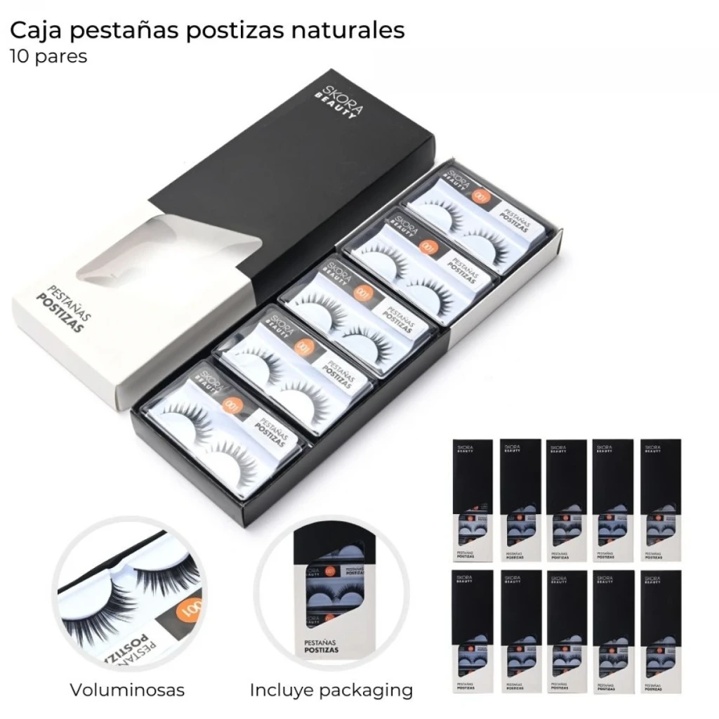 [51472] CAJA PESTAÑAS POSTIZAS NATURALES 10PARES SKORA