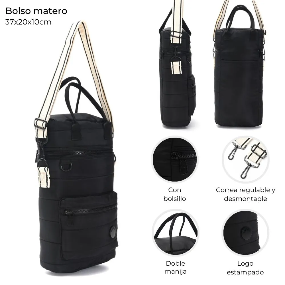 BOLSO MATERO CON BOLSILLO Y CORREA CONTRA TONO SKORA