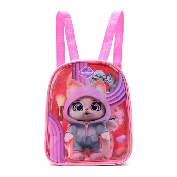 MOCHILA CON SET BEAUTY GATITO CON OREJITAS SKORA