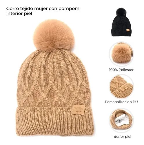 [51795] GORRO TEJIDO MUJER INTERIOR PIEL SKORA-W26