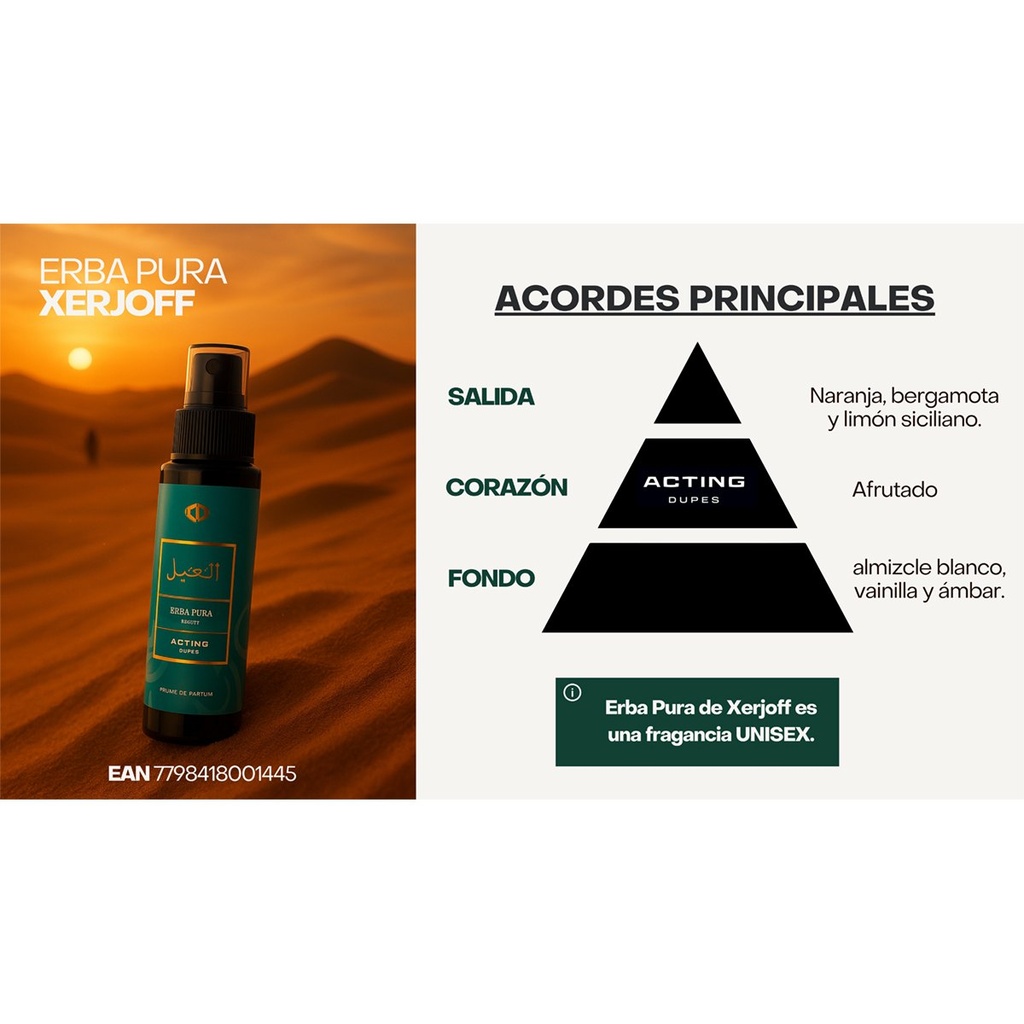BRUMA DE PARFUM  ÁRABES ERBA PURA XERJOFF	100ML ACTING