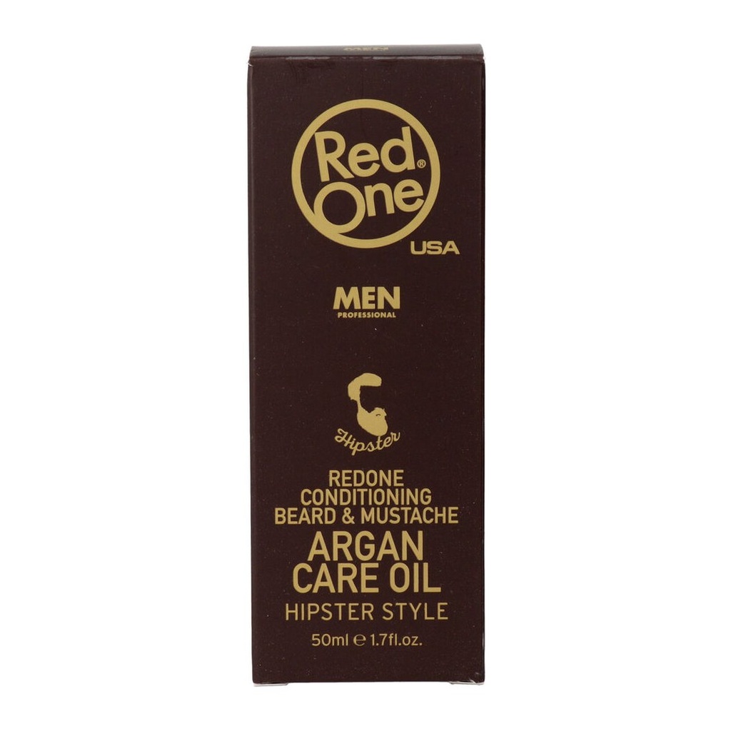 [52391] BEARD & MUSTACHE ARGAN CARE OIL 50 ML - RED ONE - NEGRO - 1 UND. - CAJA