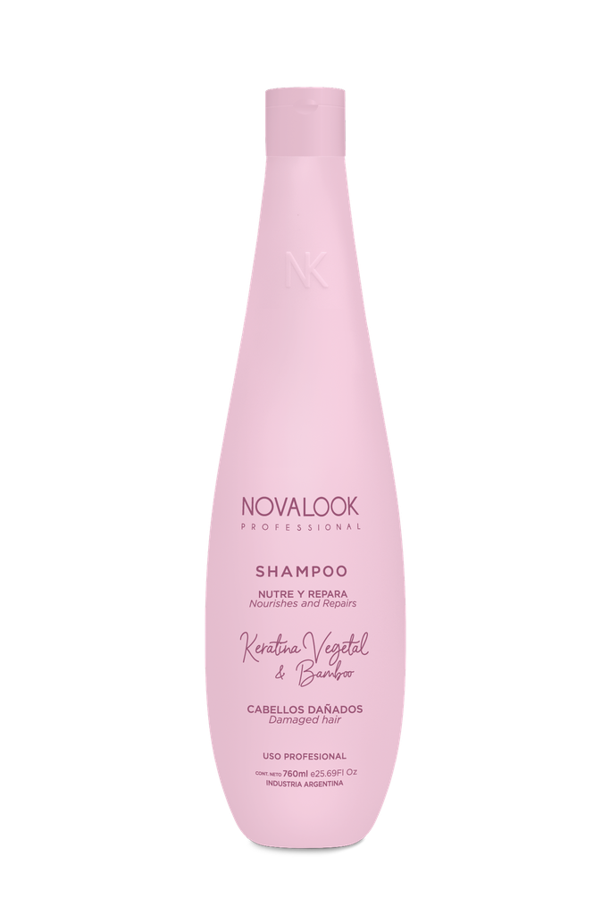 SHAMPOO KERATINA VEGETAL Y BAMBOO CABELLOS DAÑADOS - 760 ML - BOTELLA NOVALOOK