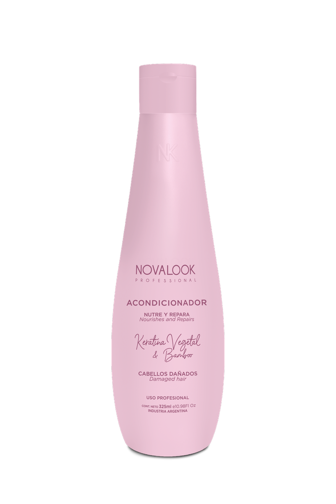 ACONDICIONADOR KERATINA VEGETAL Y BAMBOO CABELLOS DAÑADOS - 325 ML - BOTELLA NOVALOOK