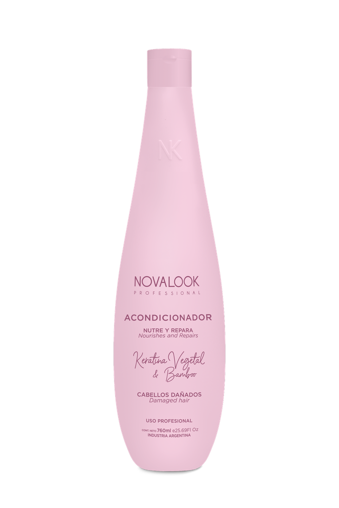 ACONDICIONADOR KERATINA VEGETAL Y BAMBOO CABELLOS DAÑADOS - 760 ML - BOTELLA NOVALOOK