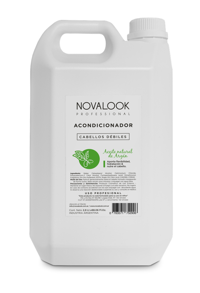 ACONDICIONADOR ARGÁN CABELLOS DÉBILES - 2,9 L - BIDÓN NOVALOOK