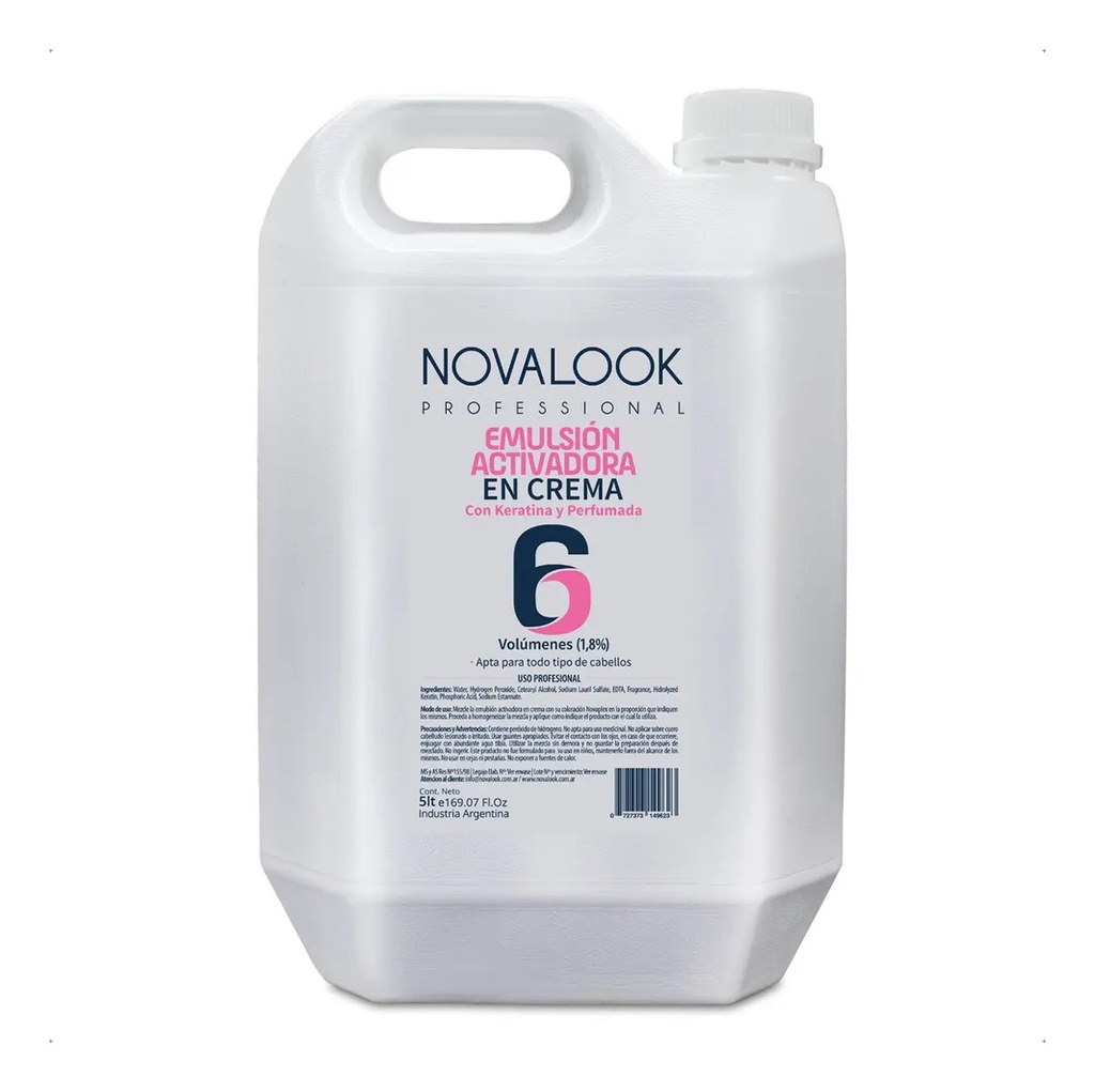 EMULSIÓN ACTIVADORA EN CREMA 6 VOL CON KERATINA - 5 L - BIDÓN NOVALOOK