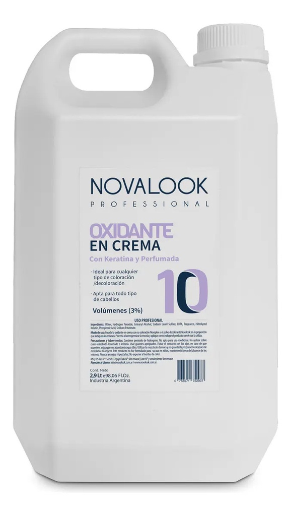 OXIDANTE EN CREMA 10 VOL CON KERATINA - 2,9 L - BIDÓN NOVALOOK