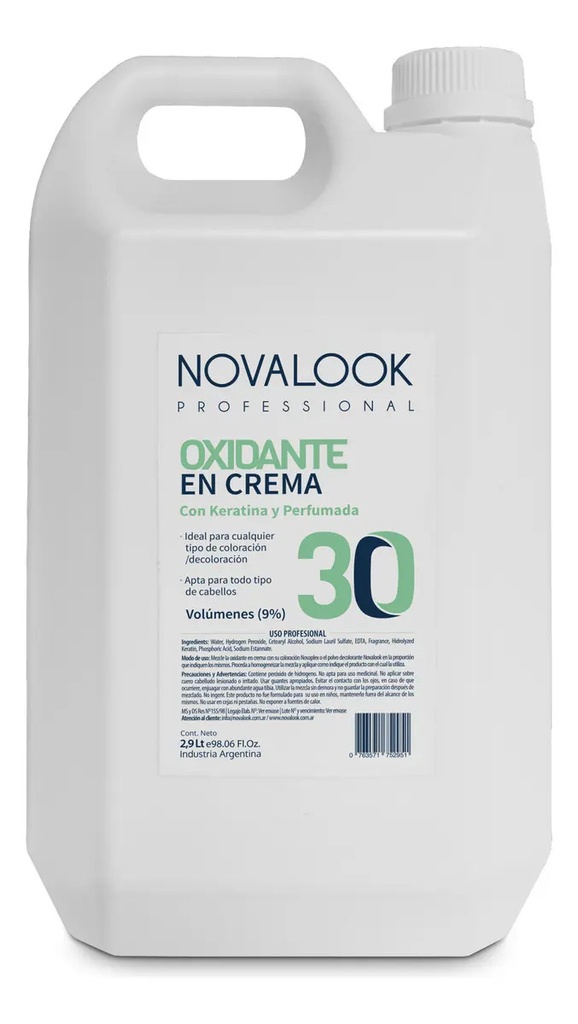 OXIDANTE EN CREMA 30 VOL CON KERATINA - 2,9 L - BIDÓN NOVALOOK
