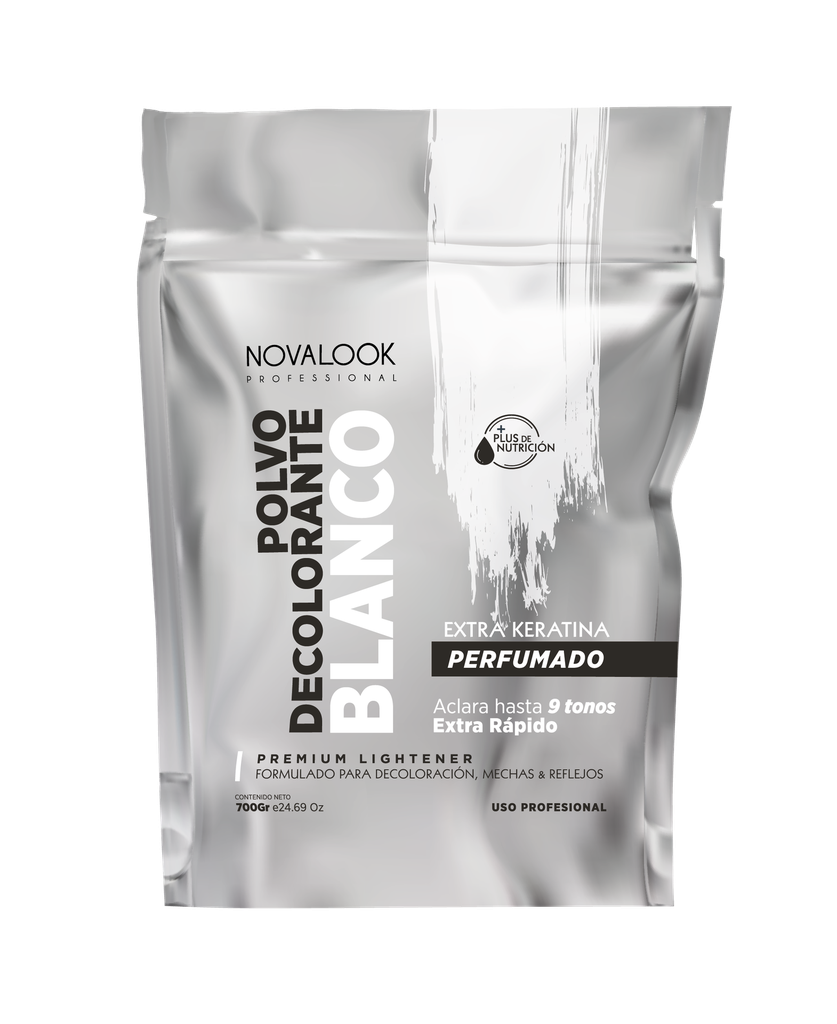 POLVO DECOLORANTE BLANCO EXTRA KERATINA - 700 GR - BOLSA NOVALOOK