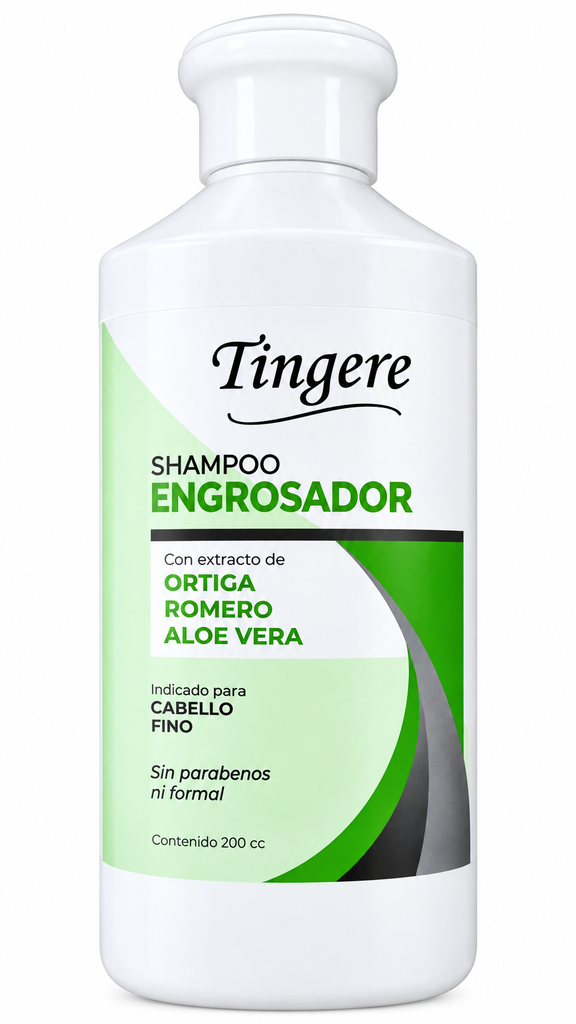 SHAMPOO ENGROSADOR  con ORTIGA, ROMERO Y ALOE VERA PARA CABELLO FINO 200CC