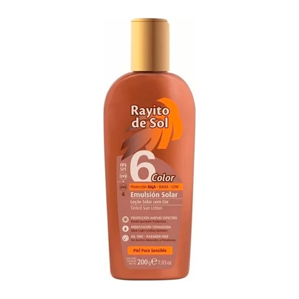 [34717] EMULSION SOLAR FPS 6 CON COLOR (200 G - DOSIFICADOR) RAYITO DE SOL