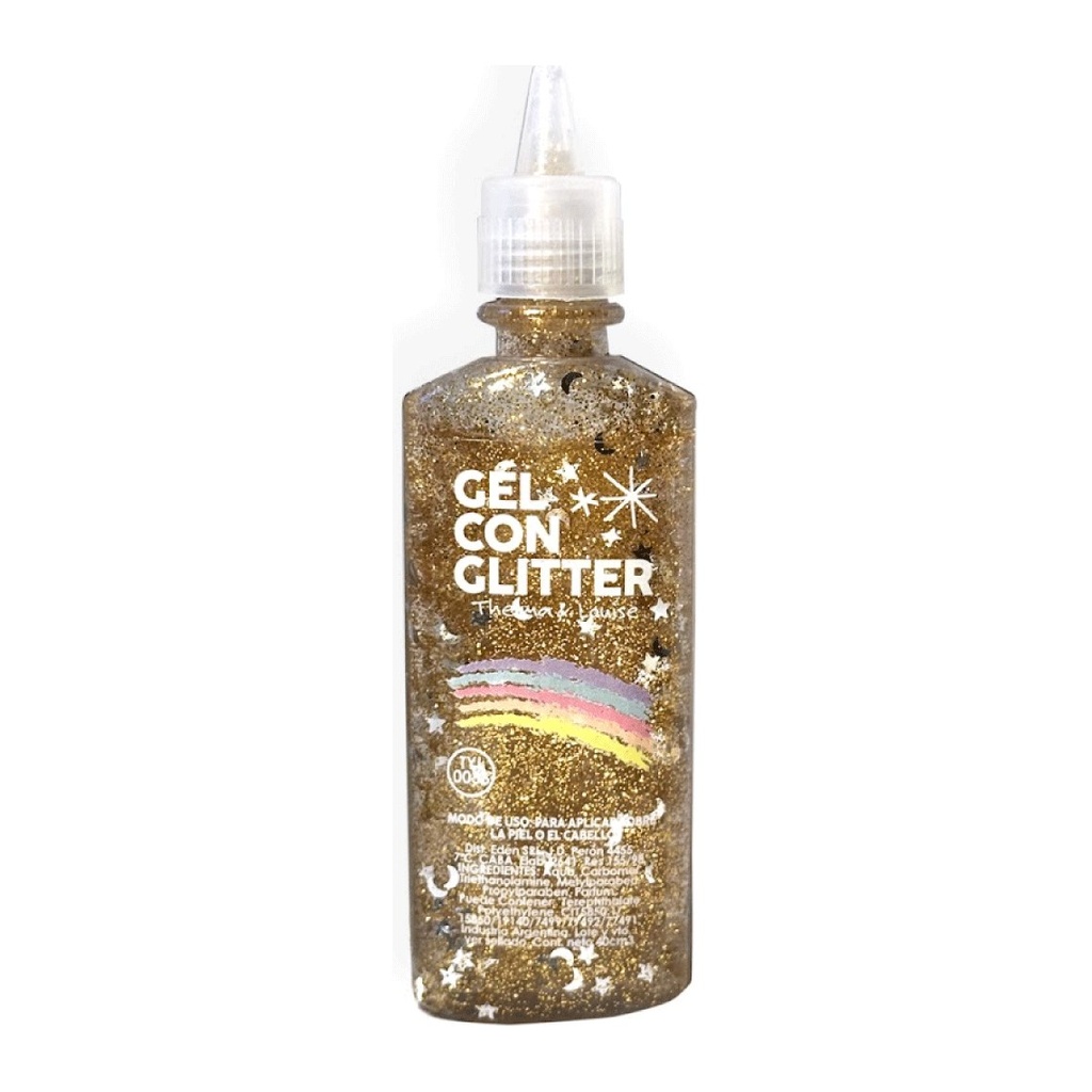 GEL CON GLITTER (DORADO - 40 CC - FRASCO) THELMA Y LOUISE