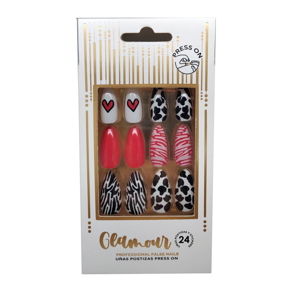[46791] UÑAS POSTIZAS GLAMOUR CORAZON (24 UND - CAJA) THELMA Y LOUISE