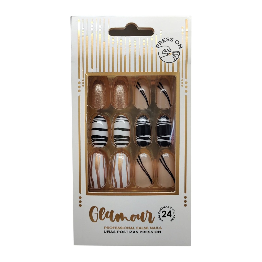 [46790] UÑAS POSTIZAS GLAMOUR LINEAS (24 UND - CAJA) THELMA Y LOUISE