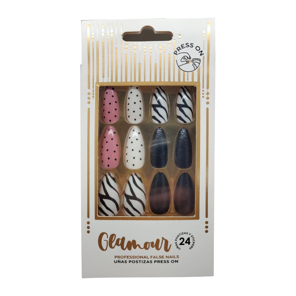 [46792] UÑAS POSTIZAS GLAMOUR PUNTOS (24 UND - CAJA) THELMA Y LOUISE