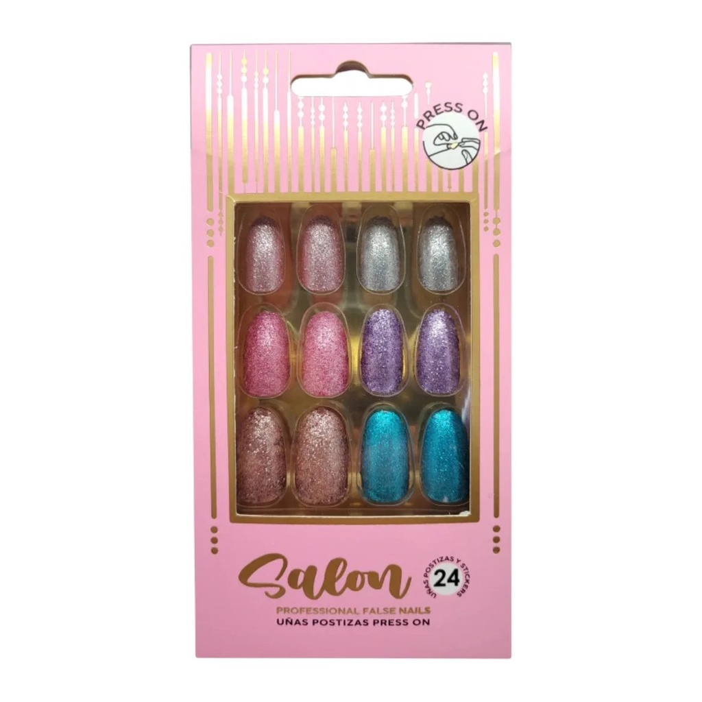 [46785] UÑAS POSTIZAS SALON BRILLOS (24 UND - CAJA) THELMA Y LOUISE