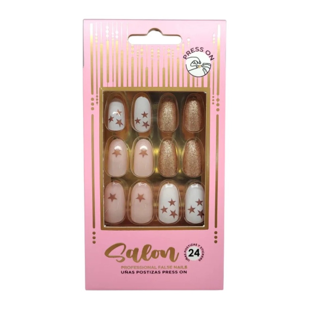[46784] UÑAS POSTIZAS SALON ESTRELLAS (24 UND - CAJA) THELMA Y LOUISE