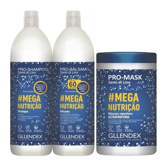 PRO KIT SEMILLA DE LINO SHAMPOO + BALSAMO CON MANTEIGA KARITE (2 UND - KIT) GLLENDEX