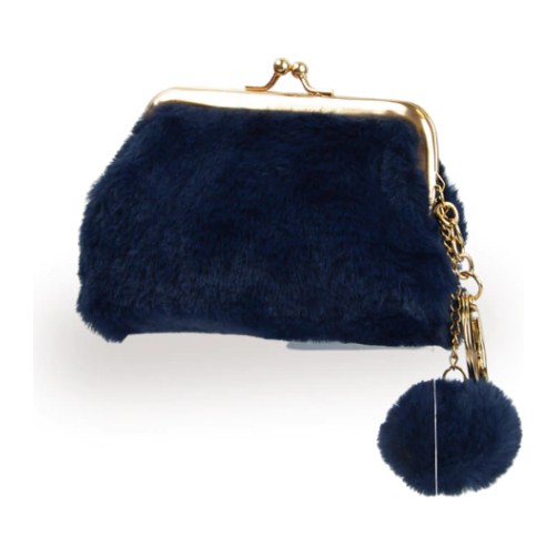 [49179] MONEDERO + LLAVERO  PELUCHE C/ POMPON (NEGRO - 1 UND - BOLSA) THELMA Y LOUISE