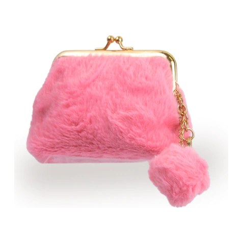 [49182] MONEDERO + LLAVERO  PELUCHE C/ POMPON (FUCSIA - 1 UND - BOLSA) THELMA Y LOUISE