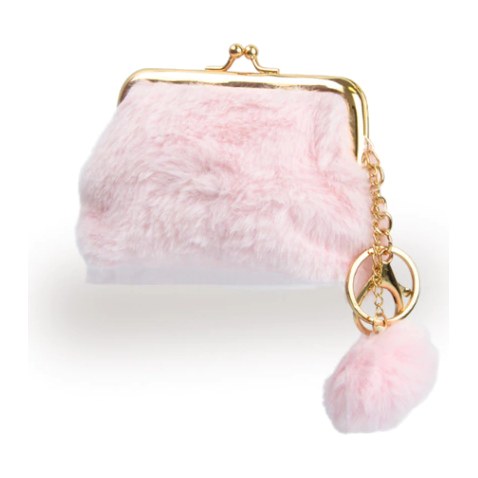 [49180] MONEDERO + LLAVERO  PELUCHE C/ POMPON (ROSA - 1 UND - BOLSA) THELMA Y LOUISE