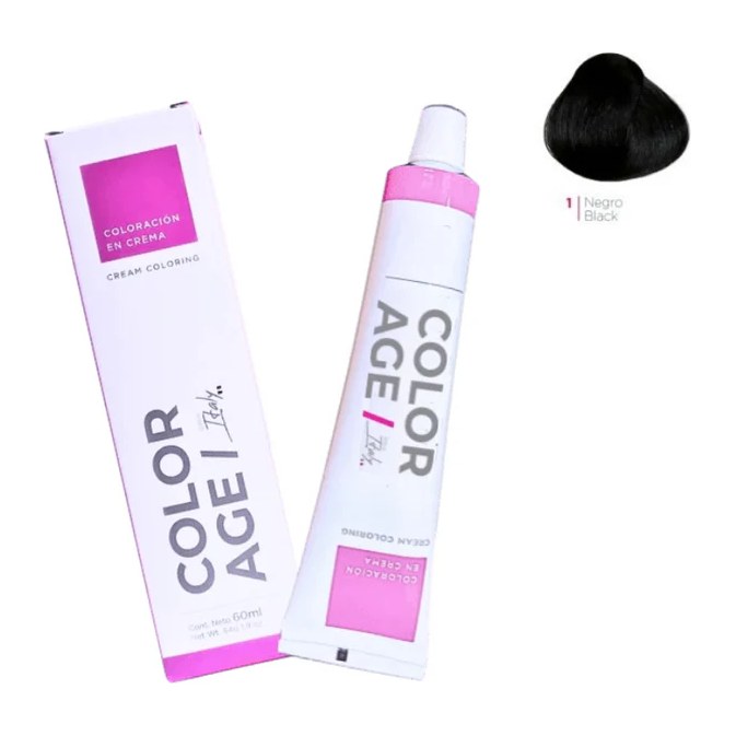 ColorAge COLORACION EN CREMA 1 (NEGRO - 60 ML - CAJA) COLOR AGE,COLORACION COLOR AGE