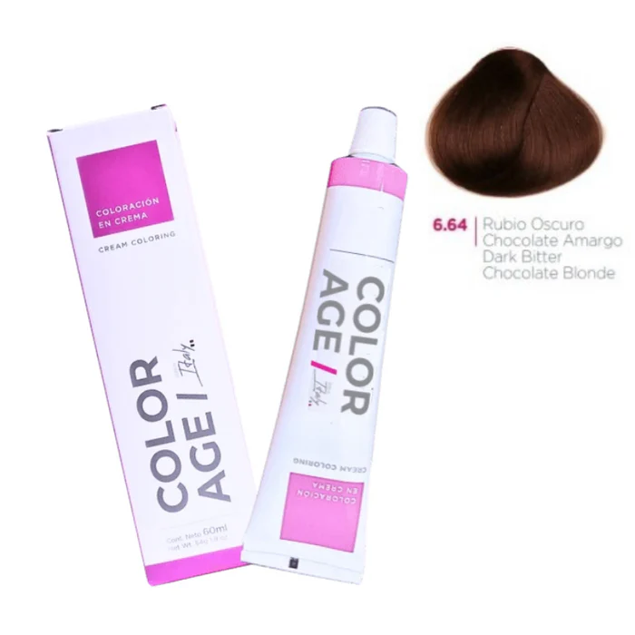 Color Age COLORACION EN CREMA 6.64  (RUBIO O. CHOCOLATE AMARGO - 60 ML - CAJA) COLOR AGE,COLORACION COLOR AGE