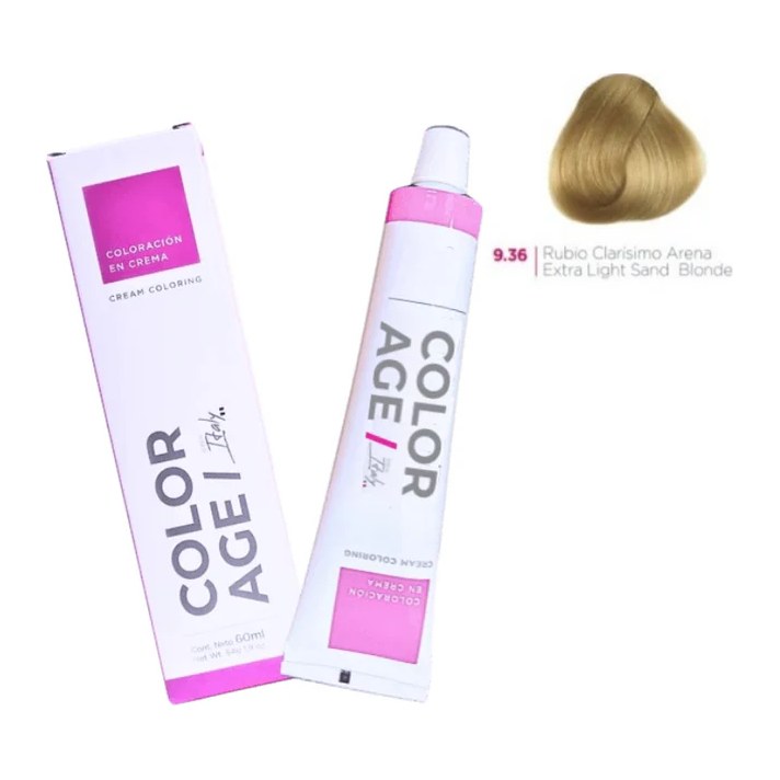 Color Age COLORACION EN CREMA 9.36 (RUBIO C/ARENA - 60 ML - CAJA) COLOR AGE,COLORACION COLOR AGE