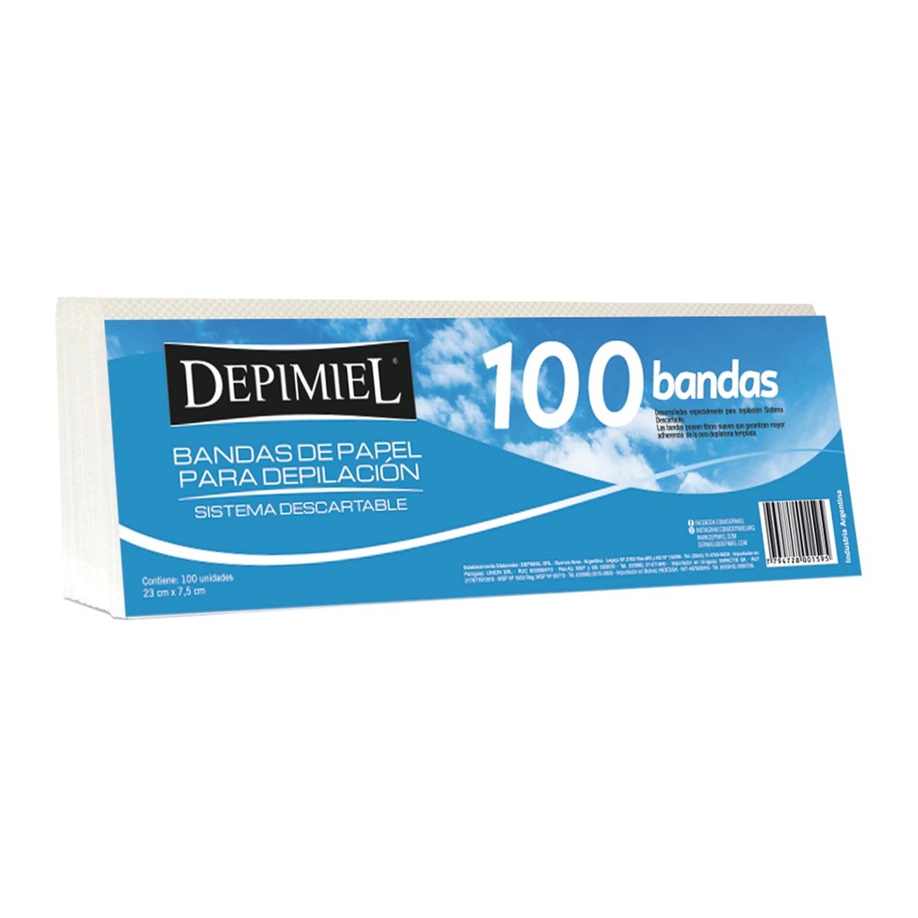 [48092] BANDAS DE PAPEL PARA RETIRAR CERA (100 UNID.) DEPIMIEL